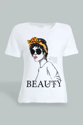 White Beauty Printed T-Shirt