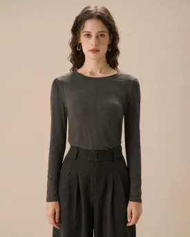 Women's Grey Slim Knit Tee