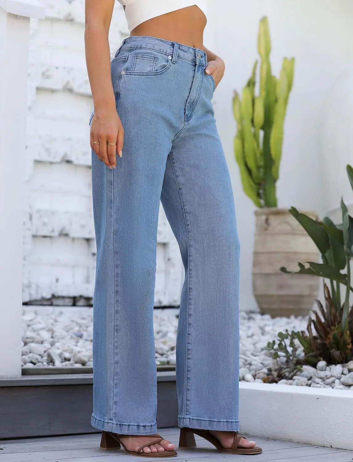 Womens Jeans Hig Waisted Straight Leg Loose Stretchy Lightweight Tummy Control Trendy Jeans for Women 2025