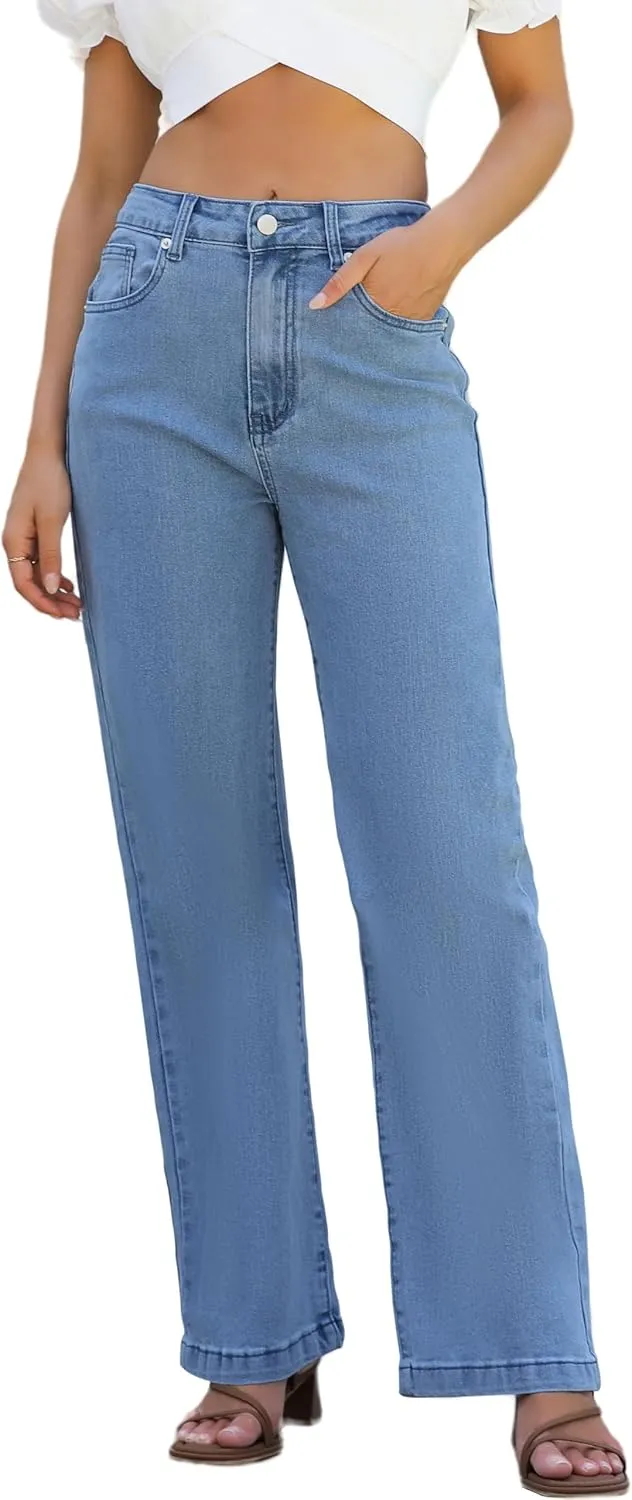 Womens Jeans Hig Waisted Straight Leg Loose Stretchy Lightweight Tummy Control Trendy Jeans for Women 2025