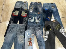Y2K japanese embroidered denims